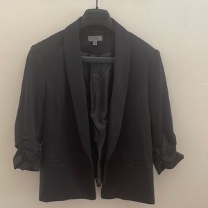Cotton stretch 3/4 sleeve black blazer